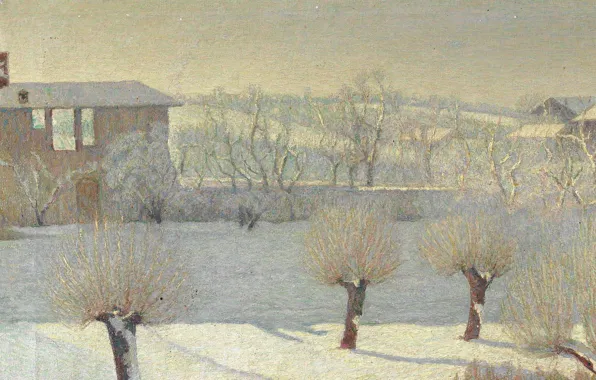 Picture winter, trees, landscape, home, picture, Angelo Barabino, Snowfall in Tortona