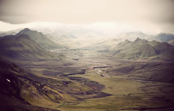 Mountains, valley, Iceland, the green slopes, mean RC Photography