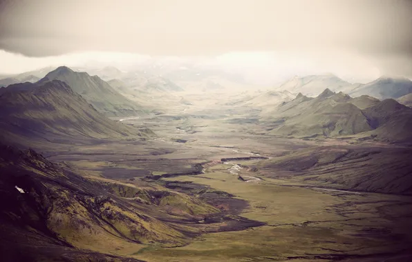 Picture mountains, valley, Iceland, the green slopes, mean RC Photography