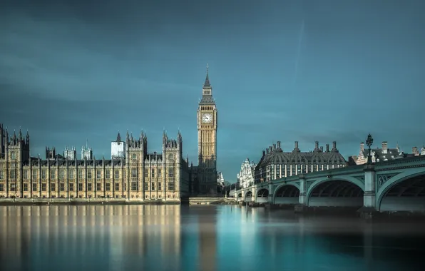 The sky, bridge, river, watch, England, London, tower, Thames