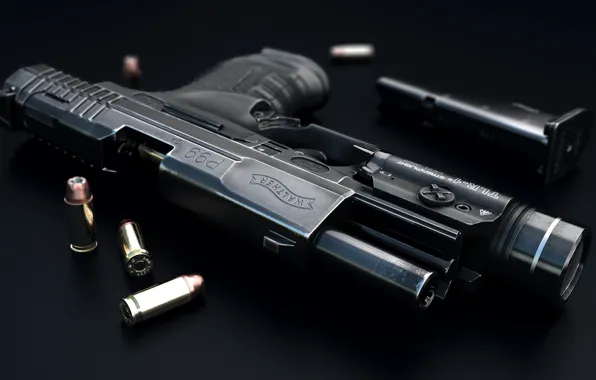 Picture weapons, art, cartridges, firearms, German gun, self-loading pistol, Luis Nieves, 9 MM Walther P99 Hand …