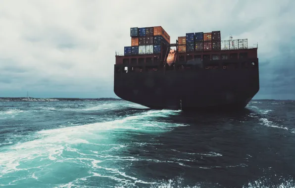 The ocean, Sea, The ship, Utah, A container ship, Boat, Overcast, Feed