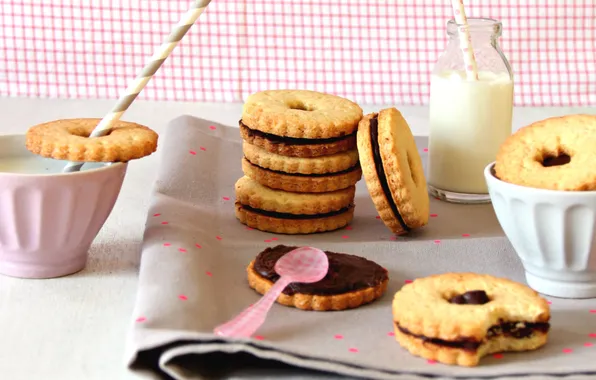 Food, chocolate, milk, cookies, cake, food, sweet, chocolate