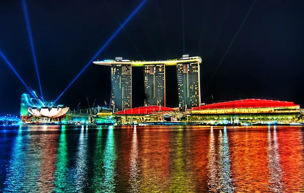Night, lights, Singapore