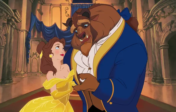 Castle, cartoon, dance, Disney, Belle, Disney, prince, enchanted Prince