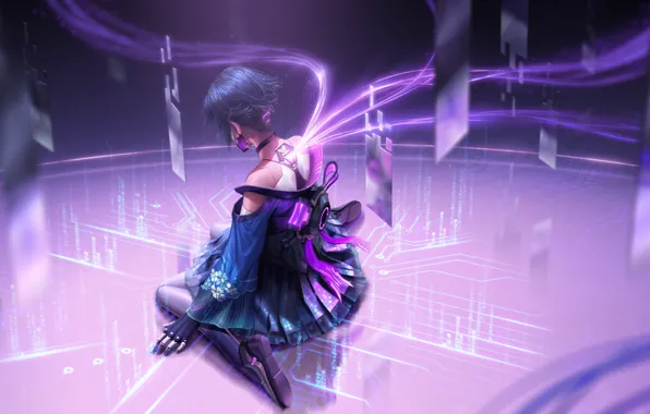 Fiction, Girl, Pink, Style, girl, games, Cyberpunk, cyber hunter