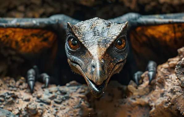 Look, Eyes, Face, Dinosaur, Animal, Digital art, Ancient animals, Extinct animals