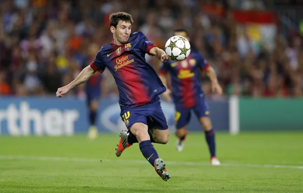 Picture lawn, football, the ball, blow, football, Lionel Messi, Lionel Messi, Barcelona