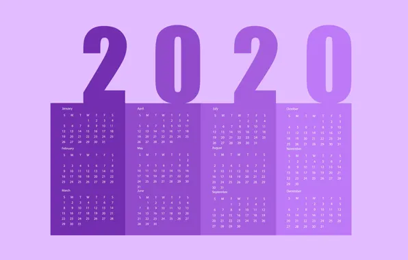 New year, calendar, 2020