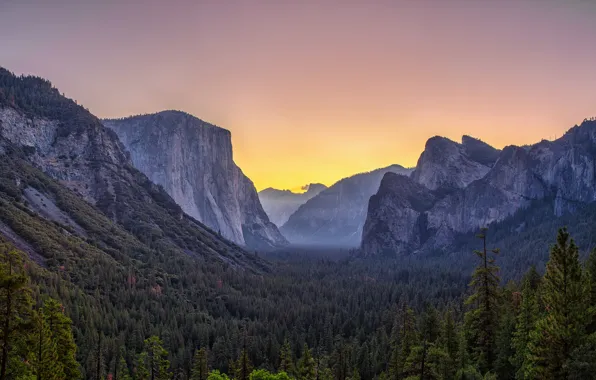 Landscape, sunset, mountains