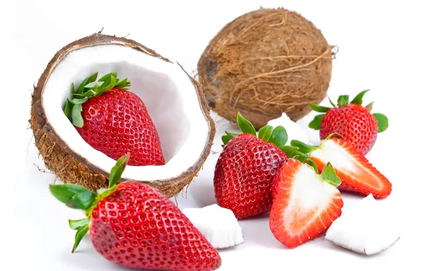 Berries, strawberry, Strawberry, coconuts, Fruit, Coconuts