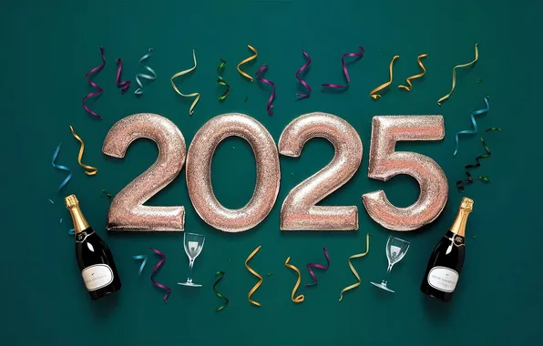 Glasses, figures, bottle, serpentine, year, 2025