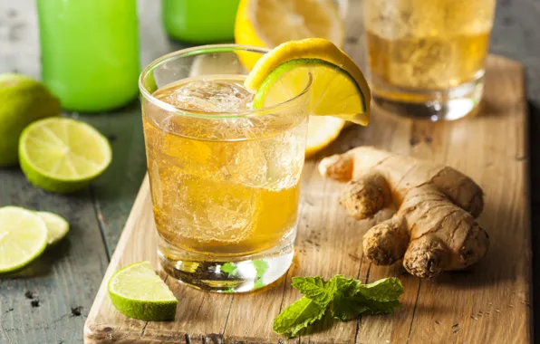 Lemon, drink, mint, lemonade, ginger
