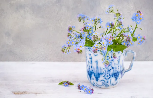 Treatment, mug, forget-me-nots