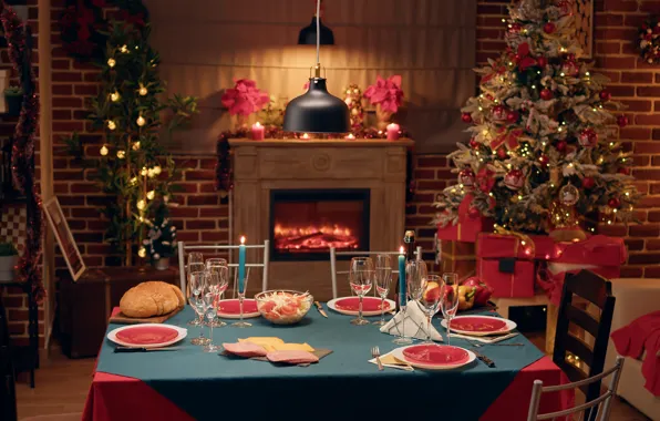 Light, comfort, house, table, room, lamp, chairs, candles