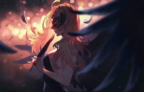 Girl, angel, mask