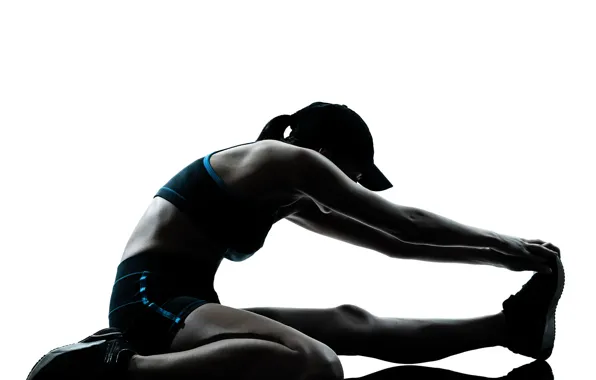 Woman, fitness, athlete, stretching