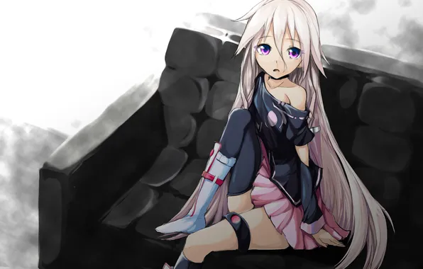 Girl, sofa, art, vocaloid, sitting, Vocaloid, tyappygain