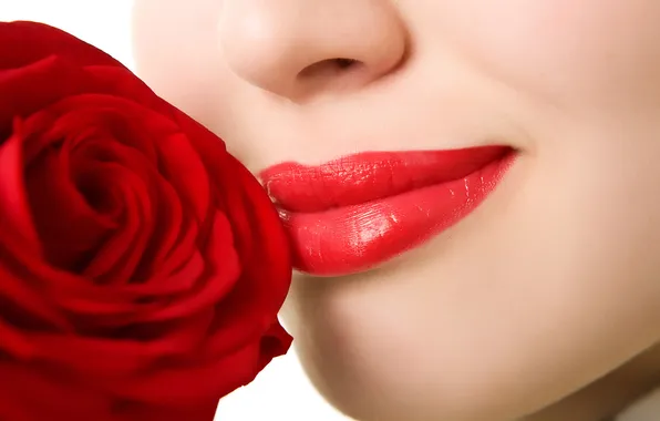 Flower, face, smile, Wallpaper, rose, lips, spout