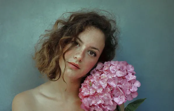 Picture girl, flowers, portrait