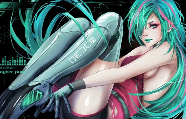Look, girl, fiction, feet, hair, art, prosthesis, Cyberpunk