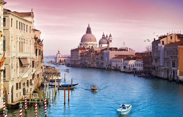 The sky, water, the city, building, channel, Venice, Italy, italy