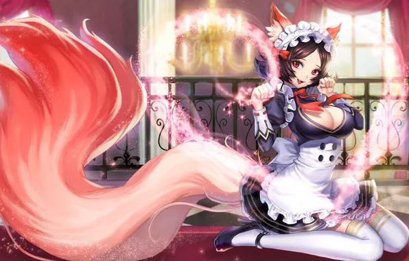 The game, art, girl, tail, neko, the maid, King of Glory, The king of glory