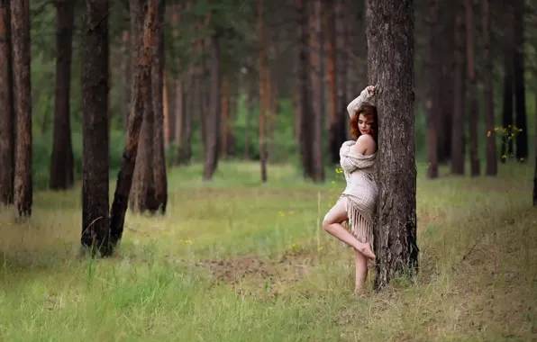 Picture forest, summer, girl, Kazakhstan, Murat Kuzhakhmetov, Forest girl