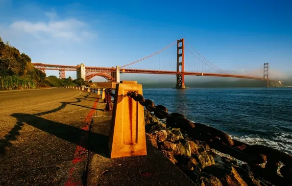 Road, the sky, bridge, chain, Bay, San Francisco, Golden Gate