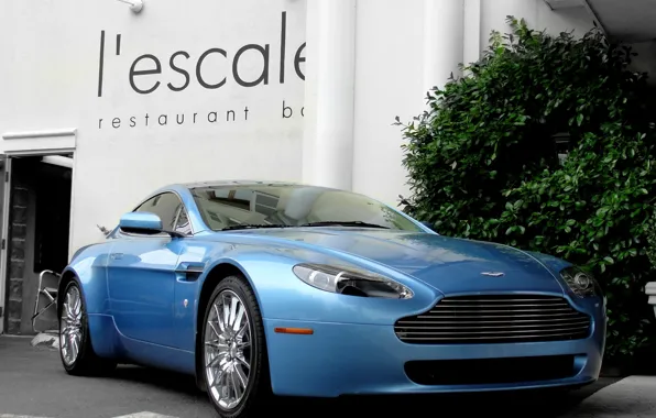 Picture Aston Martin, Vantage, wheels, blue, hrome