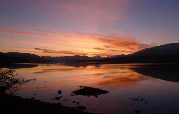 Sunset, nature, the evening, mountain lake