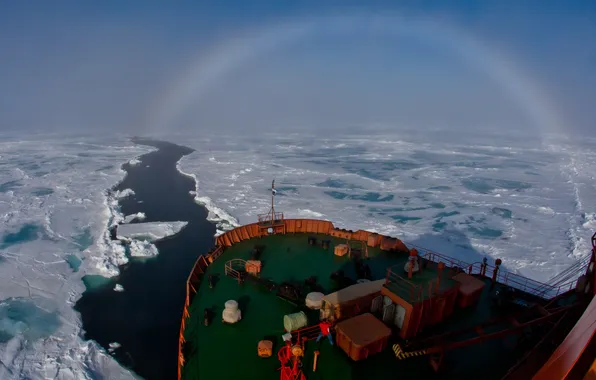 Picture ice, rainbow, channel, icebreaker