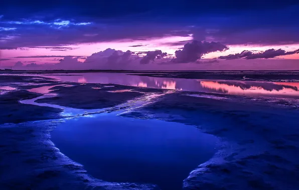 Sand, beach, landscape, the ocean, dawn