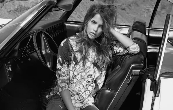 Auto, girl, face, photo, model, hair, black and white, beautiful