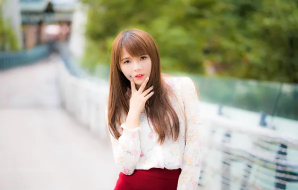 Look, girl, Asian, cutie, bokeh