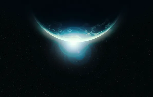 Space, light, glare, planet, stars, horizon, orbit, Digital Universe