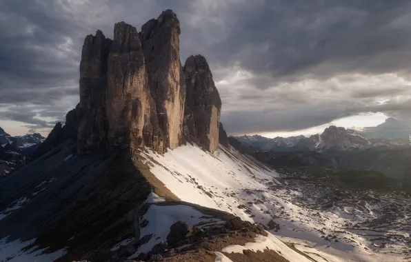 Clouds, Winter, Snow, Mountain
