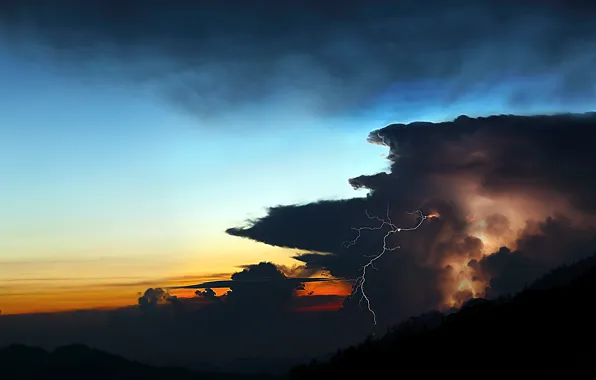 Picture the storm, the sky, clouds, element, lightning