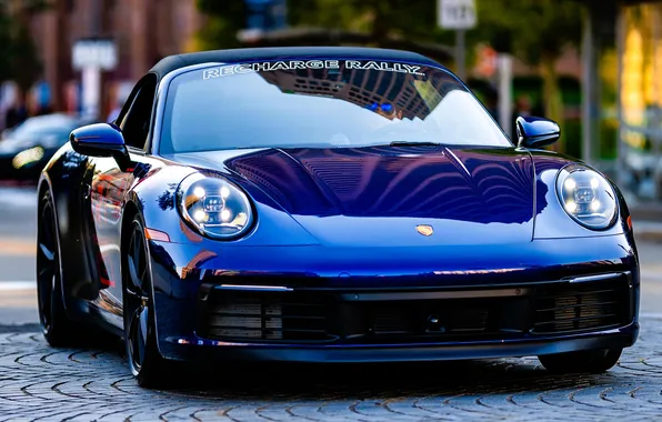 Blue, the city, street, Porsche