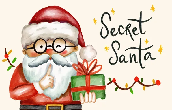Glasses, Christmas, New year, Holiday, Santa Claus, Secret santa, Secret Santa, Christmas gift for children