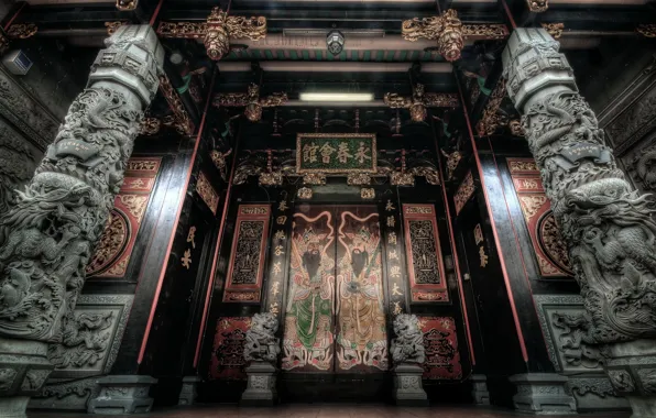 Picture Temple, door, Oriental, columns