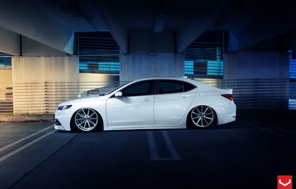 Car, White, Side, Tuning, Acura, Vossen, Wheels, TLX