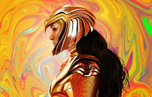 Background, figure, brunette, art, costume, Wonder Woman, comic, DC Comics