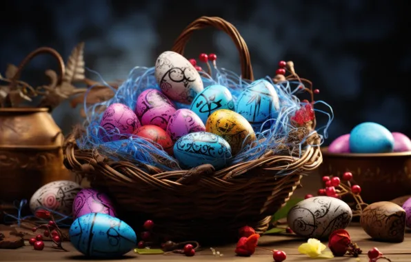 Holiday, bright, eggs, spring, blue, Easter, socket, pink