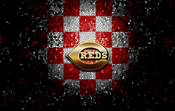 Wallpaper, sport, logo, baseball, glitter, checkered, MLB, Cincinnati Reds