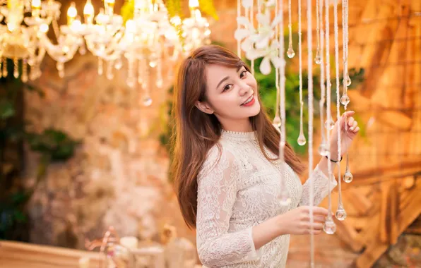 Girl, smile, Asian, cutie, bokeh