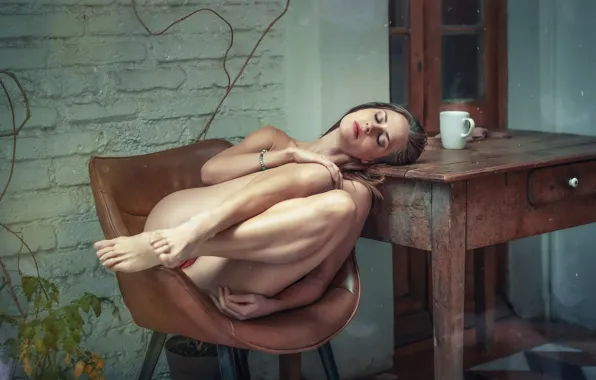 Girl, table, chair