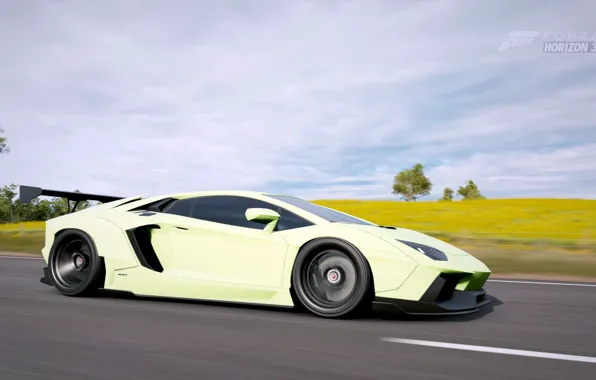 Wallpaper Supercar, Lamborghini Aventador, Forza Horizon 3.