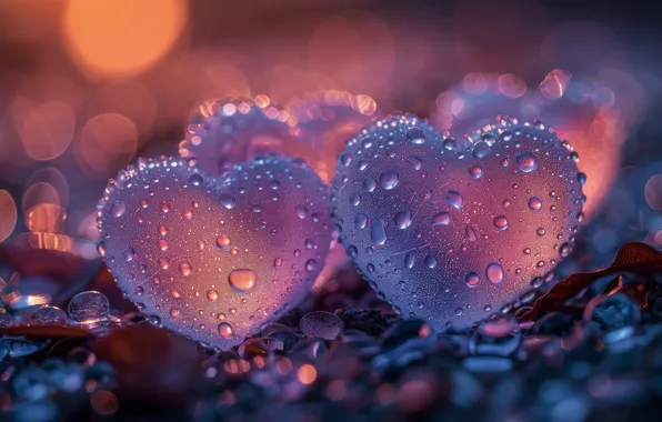 Drops, light, love, holiday, heart, heart, hearts, heart