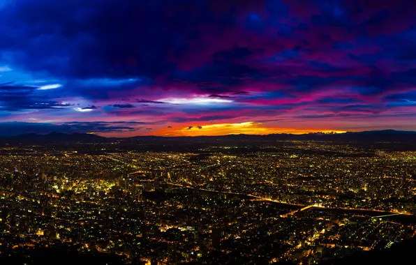 Clouds, The city, Japan, Horizon, Japan, Skyline, Great morning, Glorious Morning